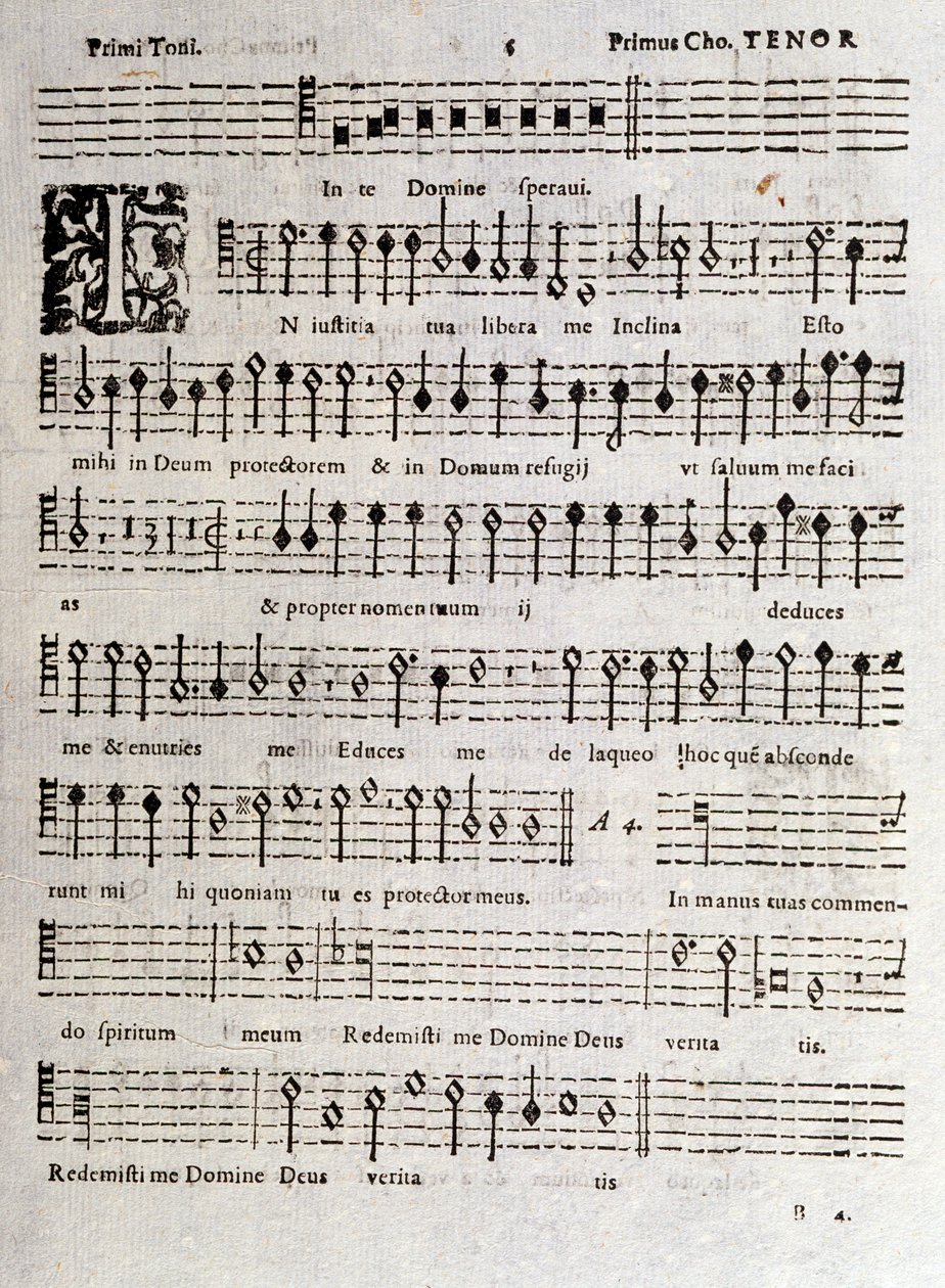 Strona partytury muzycznej Psalmów (op. 16) Ludovico Viadana autorstwa Unknown artist