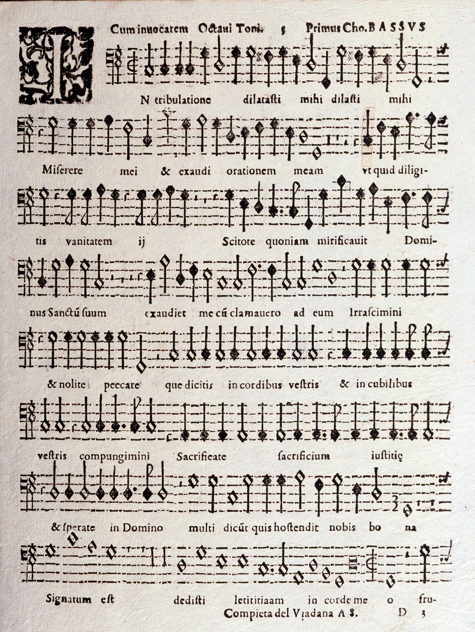 Strona partytury muzycznej Psalmów (op. 16) Ludovico Viadana autorstwa Unknown artist