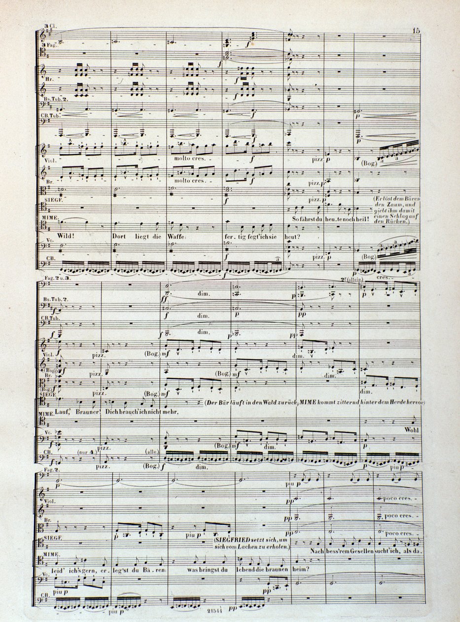 Strona partytury Zygfryda, opera Wagnera autorstwa Unknown artist