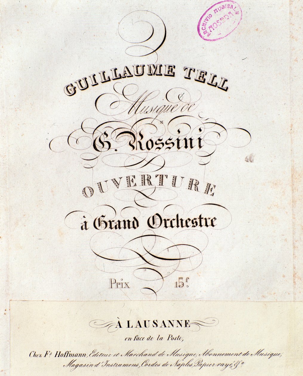 Strona partytury uwertury Wilhelma Tella, opera Gioacchino Rossiniego autorstwa Unknown artist