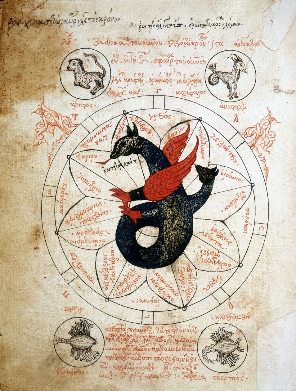 Strona rękopisu „Tabletki astrologiczne i kabalistyka”, traktat astrologiczny z XIV wieku. autorstwa Unknown artist