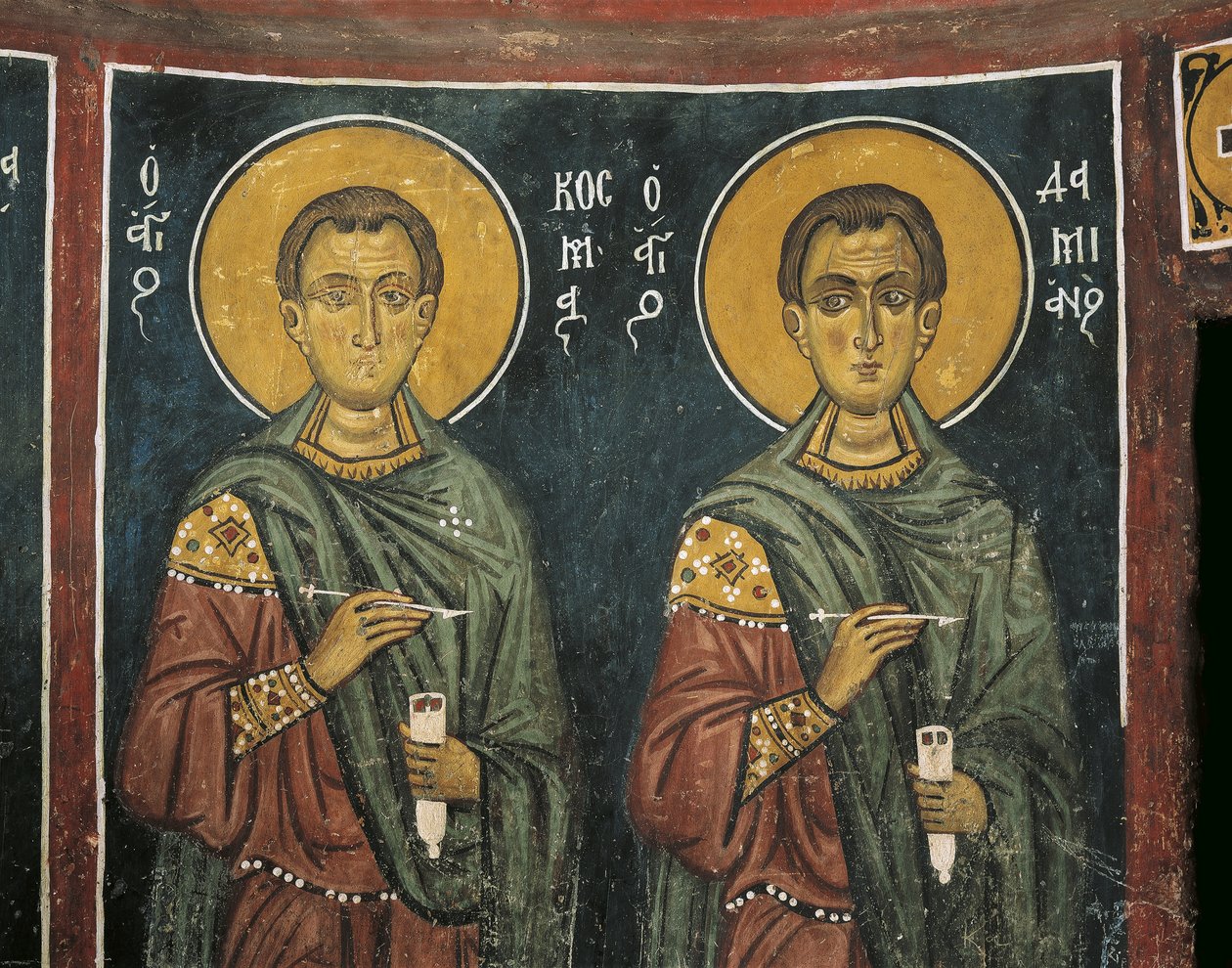 Obrazy św. Kosmy ze św. Damianem, kościół Panagia Ties Asinou, Nikitart, Cypr autorstwa Unknown artist