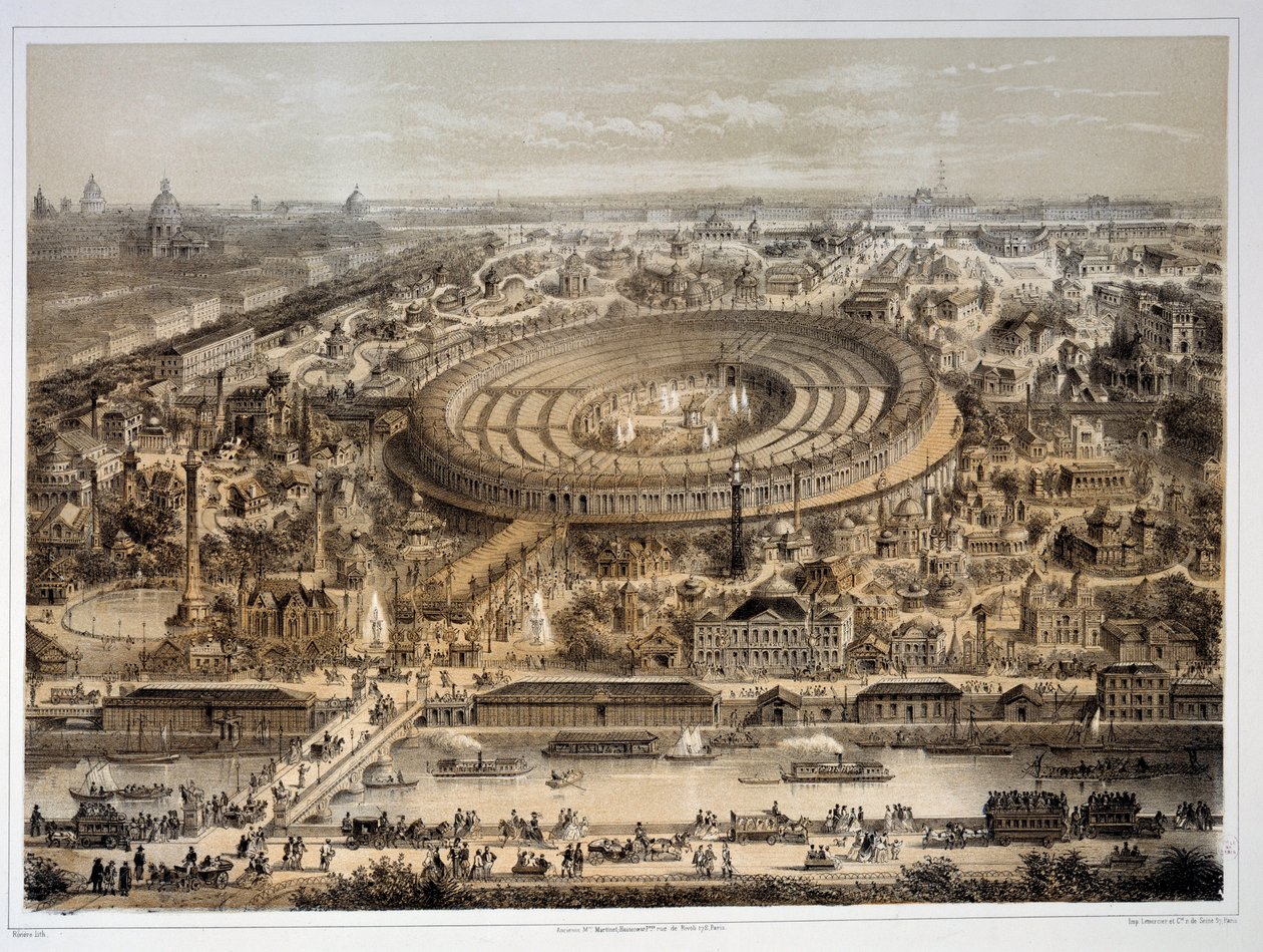 Panoramiczny widok na Wystawę Światową 1867 w Paryżu. Paryż, Muzeum Carnavalet autorstwa Unknown artist
