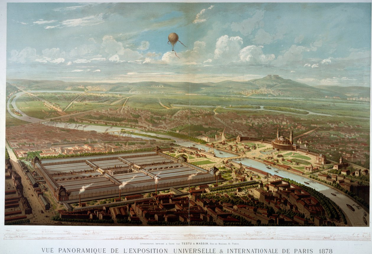 Panoramiczny widok na Wystawę Powszechną 1878 w Paryżu. Paryż, Muzeum Carnavalet autorstwa Unknown artist
