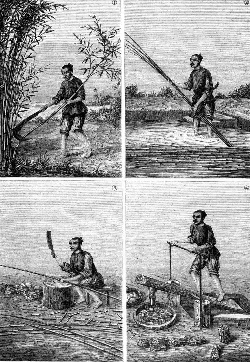 Produkcja papieru w Chinach w „”Cuda przemysłu”” Louis Figuier, Paryż autorstwa Unknown artist