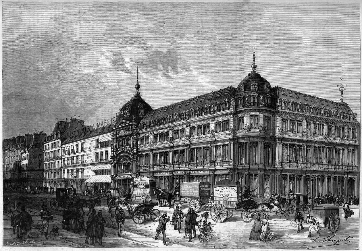 Paryż 1872: nowe sklepy, „Au bon marché””. autorstwa Unknown artist