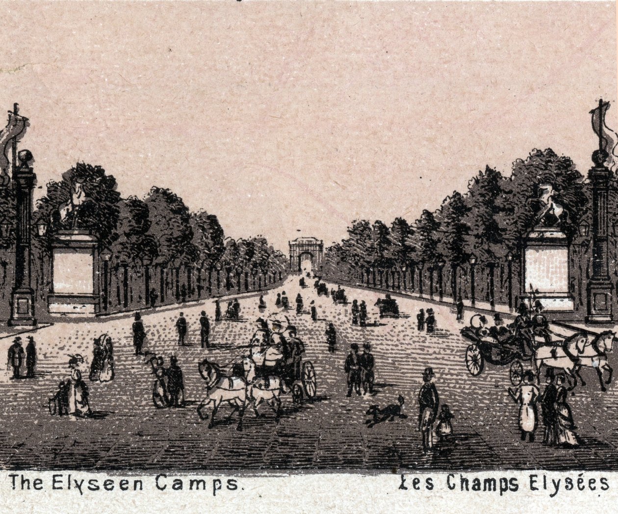 Paryż, Francja: widok na Pola Elizejskie (Pola Elizejskie). w „Świat ilustruje 168 poglądów”” Bez daty (koniec XIX wieku) autorstwa Unknown artist