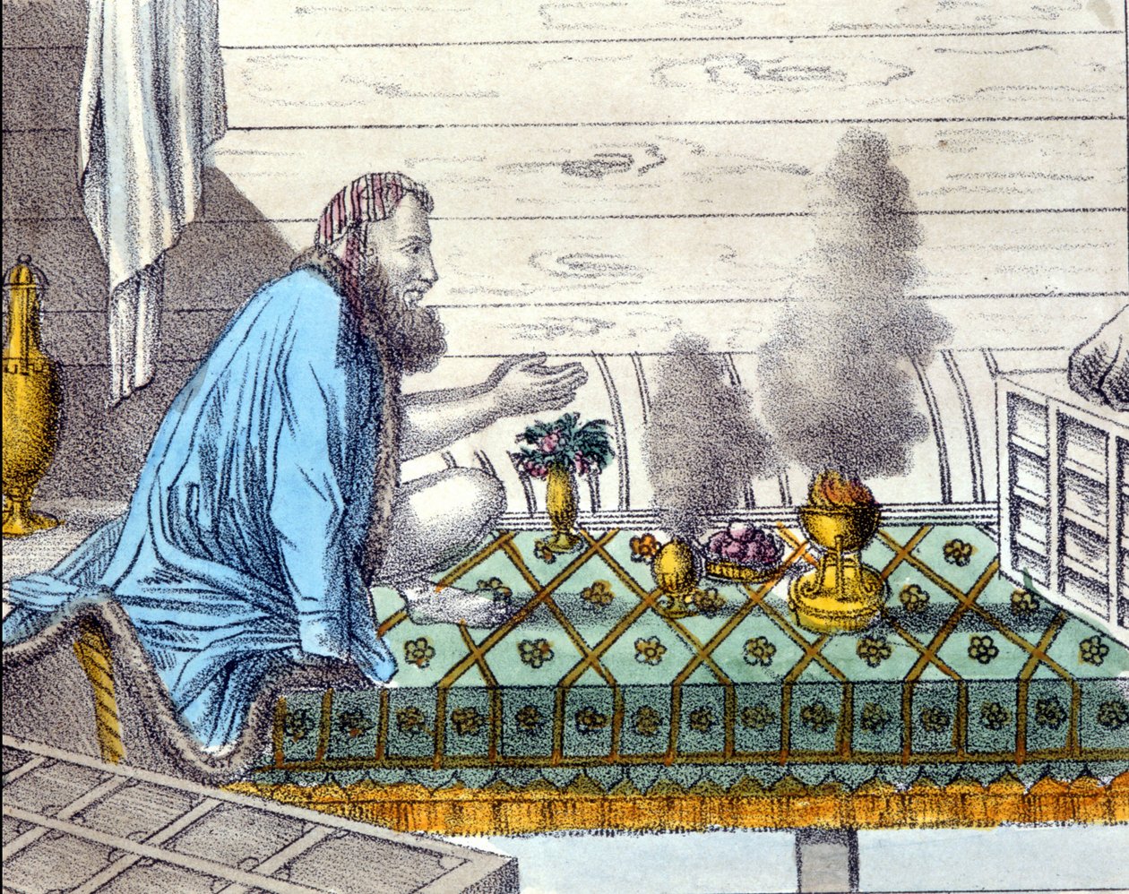 Parsowie (potomkowie zoroastryjczyków z Persji, którzy wyemigrowali do Indii od VIII wieku) w kulcie ognia. autorstwa Unknown artist