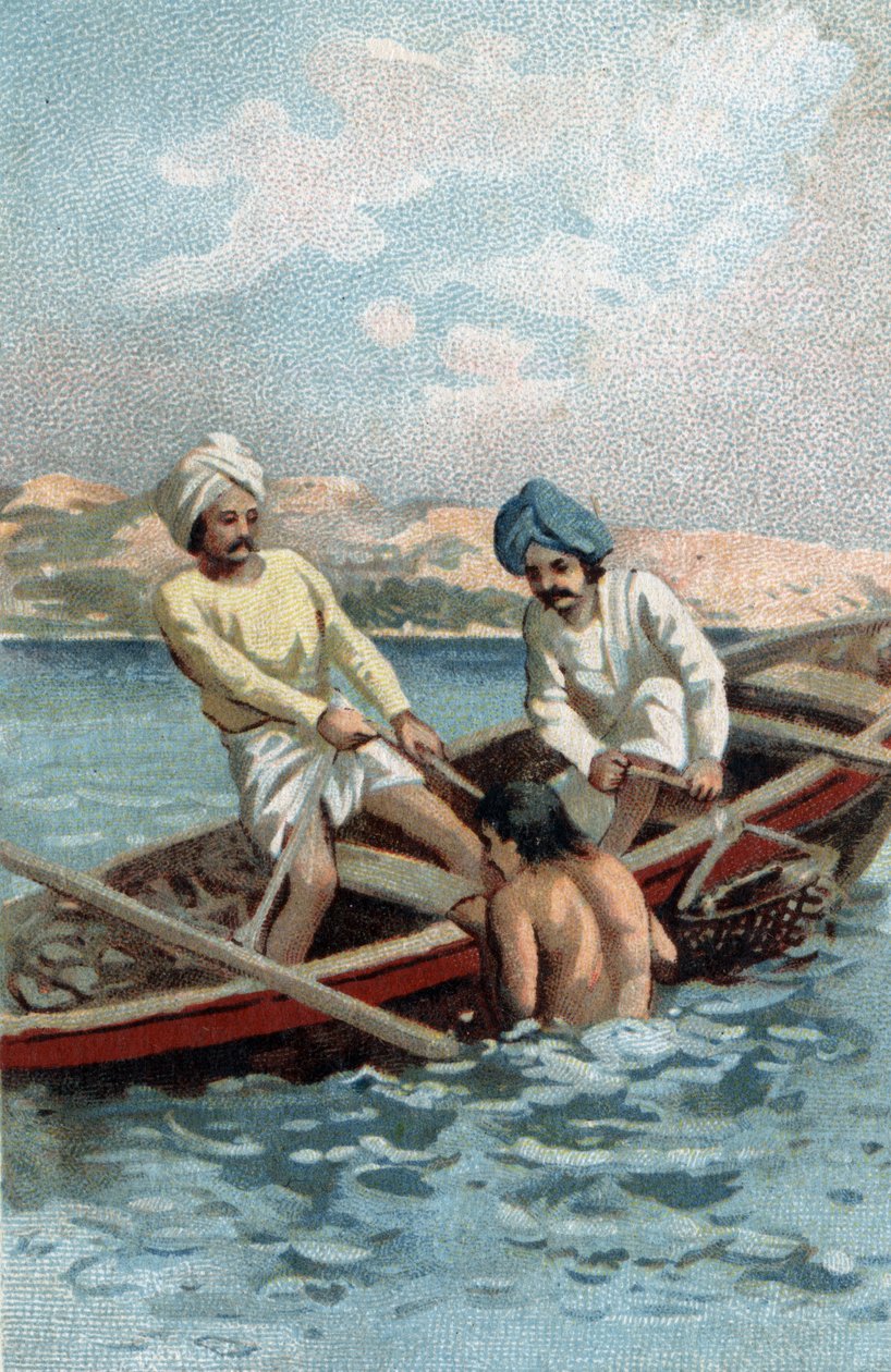 Pecheury z ostryg perłowych na Cejlonie. Chromolitografia z końca XIX wieku. autorstwa Unknown artist