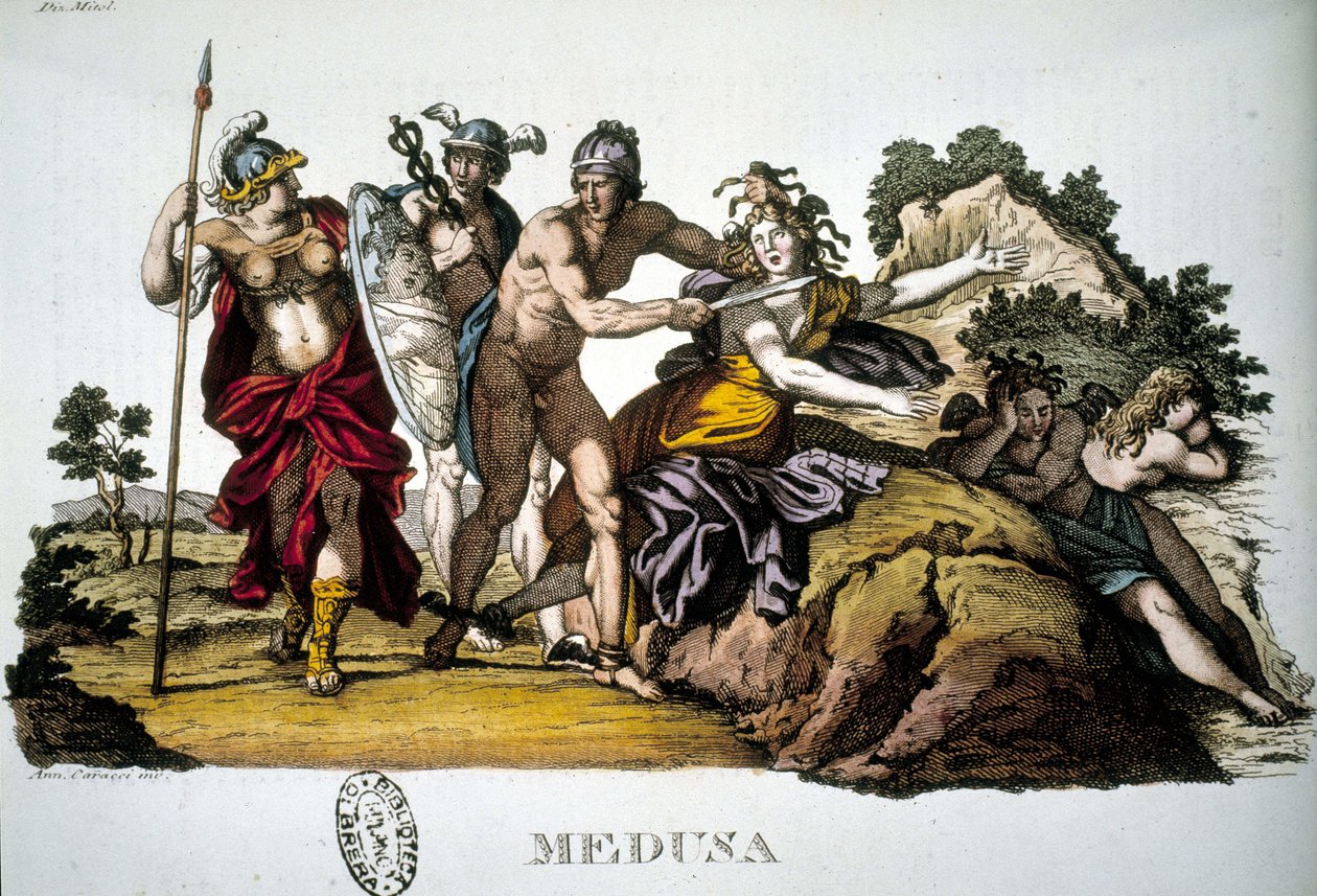 Perseusz i Meduza, jedna z trzech Gorgon - w słowniku mitologicznym autorstwa Unknown artist
