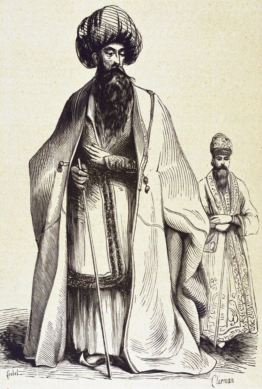 Persja (c19th). Mollach i emcee. Rycina. Kolekcja prywatna autorstwa Unknown artist