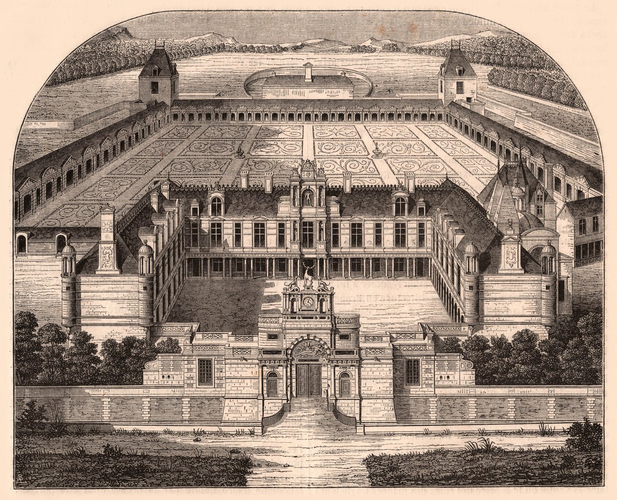 Widok perspektywiczny na Chateau dAnet (Eure-et-Loir, Francja), epoka renesansu autorstwa Unknown