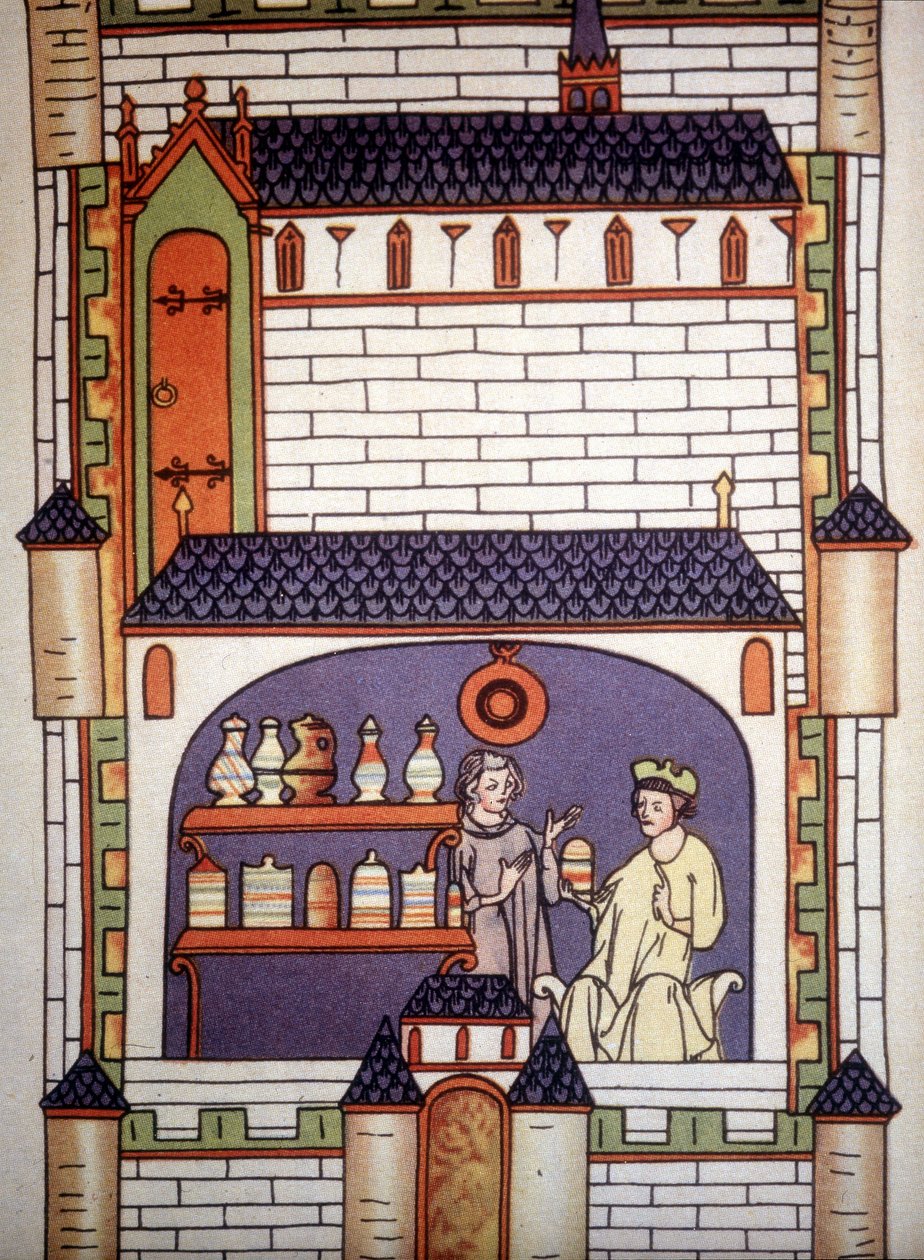 Apteka w opactwie w XIII wieku - w „Chirurgii” Ruggero di Salerno. autorstwa Unknown artist