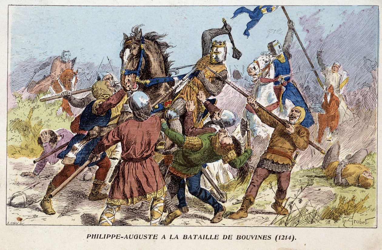 Philippe-Auguste (Philippe Auguste) w bitwie pod Bouvines (1214). autorstwa Unknown artist