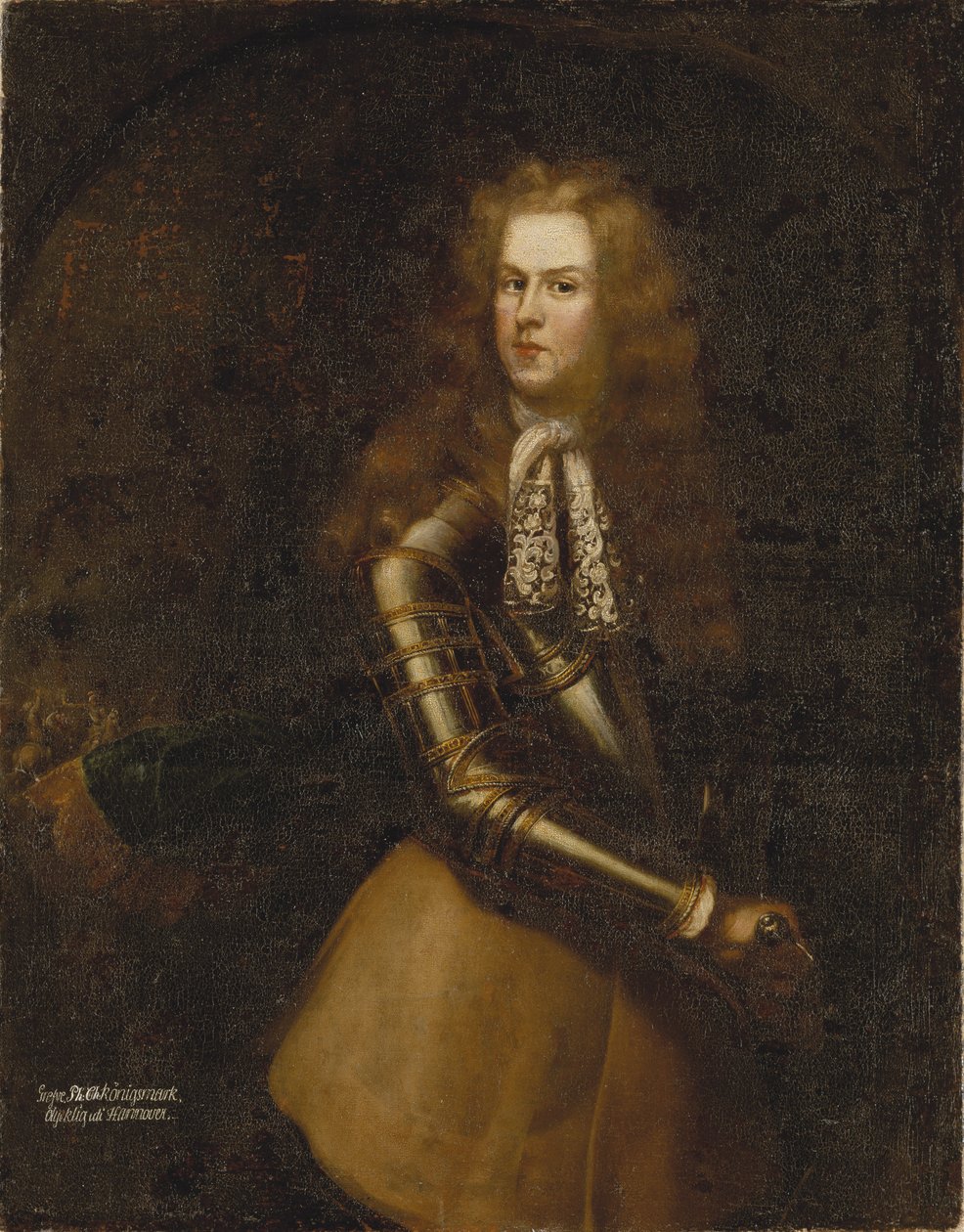 Philippe Christophe hrabia de Kœnigsmark, oficer kawalerii na dworze hanowerskim - Portret hrabiego Philippe Christopha von Koenigsmarck (1665-1694), Anonim . Olej na płótnie. Rozmiar: 150,5x121cm. Muzeum Narodowe w Sztokholmie autorstwa Unknown artist