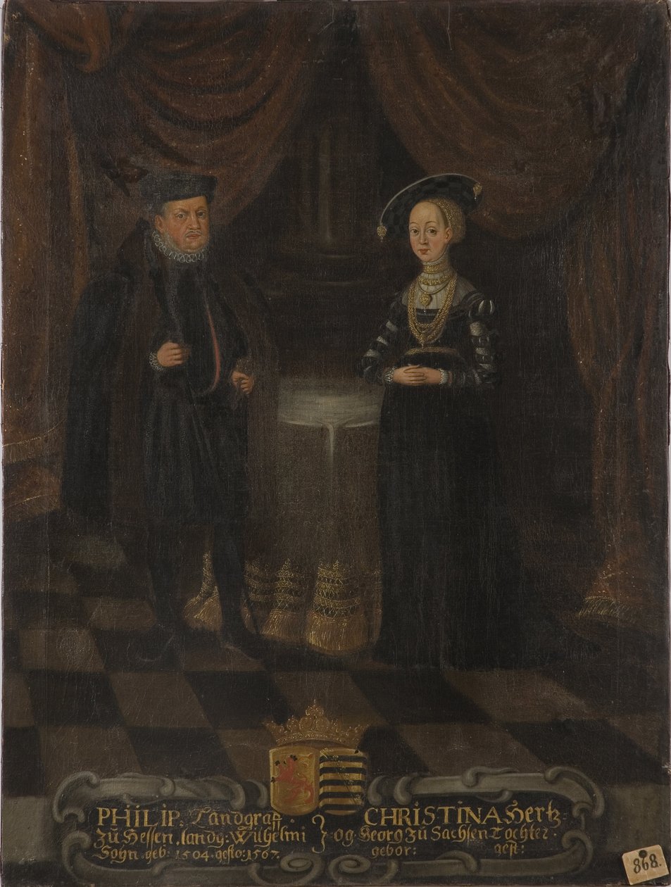Philippe I de Hesse, dit le Magnanime et Christine de Saxe - Filip I Landgraf Hesji (1504-1567) i Krystyna Saksonii (1505-1549), Landgravine Hesse, Anonim. Olej na płótnie. Wymiar : 103x79 cm. Muzeum Narodowe w Sztokholmie autorstwa Unknown artist