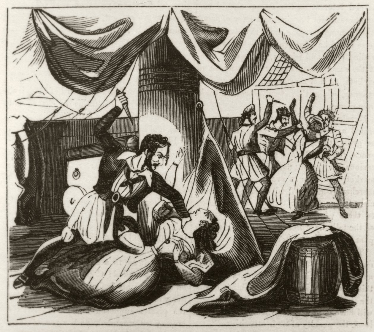 Piractwo i morderstwo na pokładzie brygu „Islam”: „Panna Campbell i jej murzyński sługa zamordowani przez piracką załogę”, c.1836 autorstwa Unknown artist