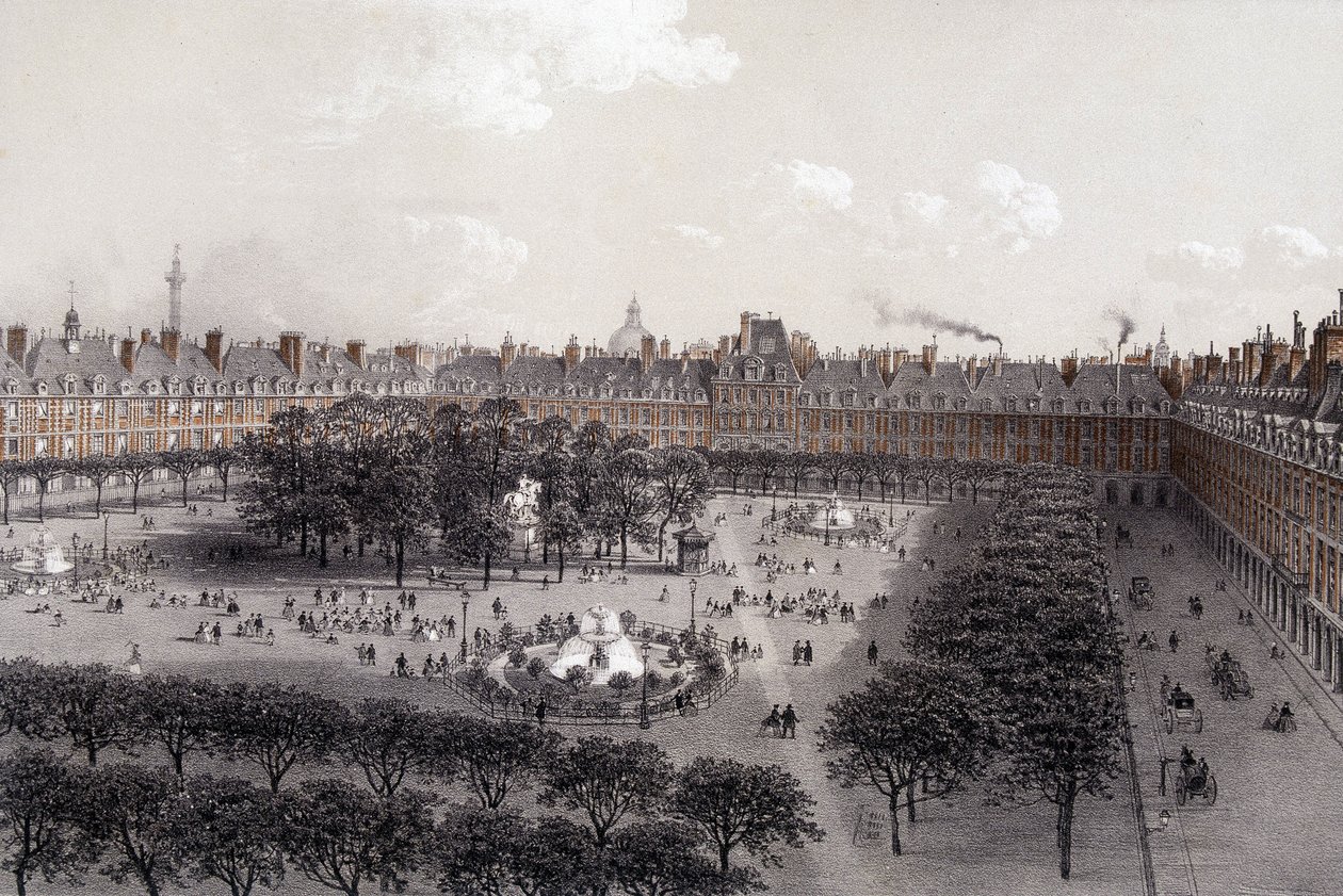 Place Royale (obecnie Place des Vosges) w Paryżu pod koniec XIX wieku. autorstwa Unknown artist