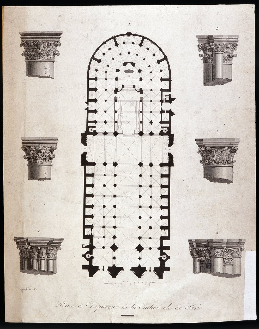Plan i stolice katedry Notre Dame (Notre-Dame) w Paryżu. 19 wiek. autorstwa Unknown artist