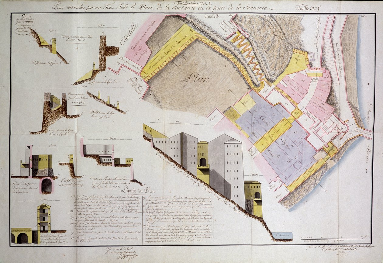 Plan i cięcie Cytadeli Sisteron autorstwa Unknown artist