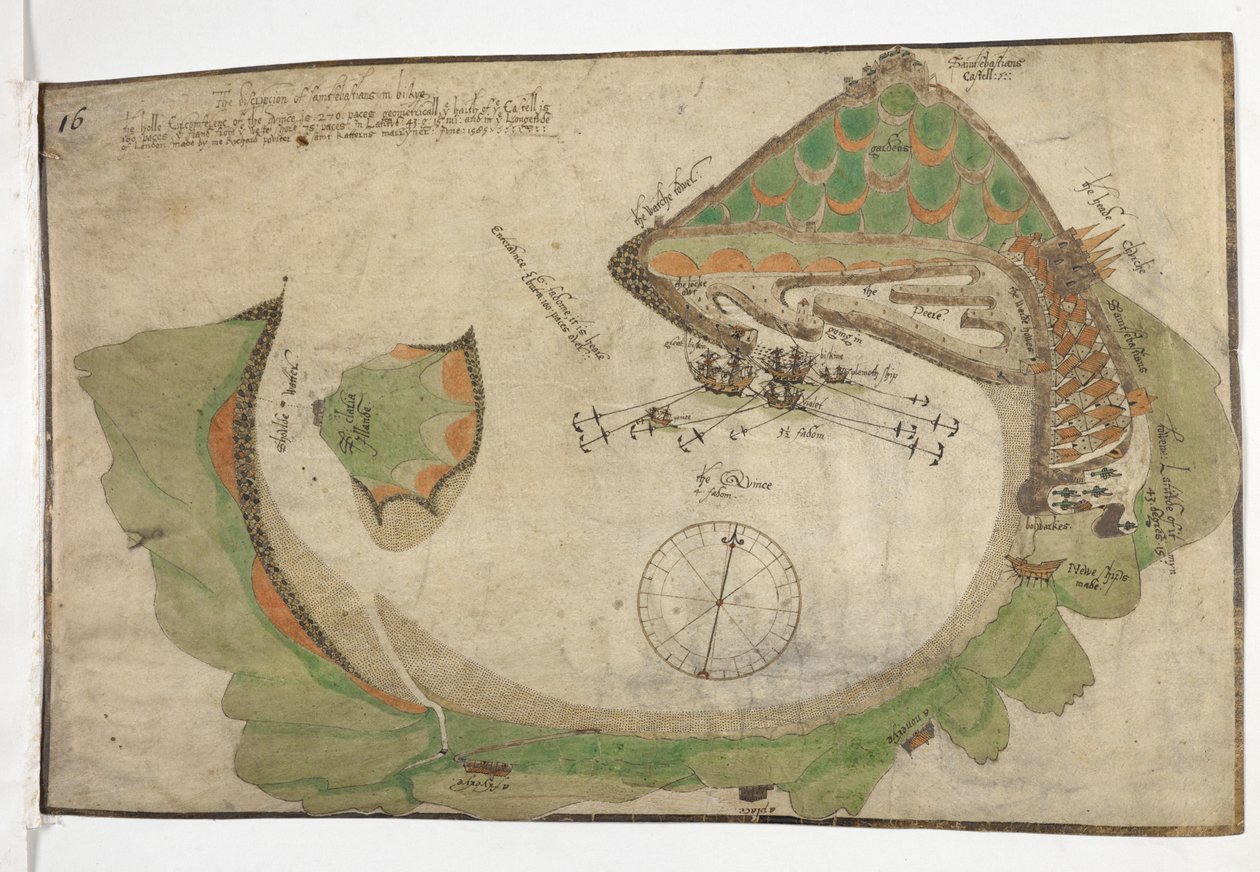 Plan miasta i portu San Sebastian, sporządzony przez Richarda Poultera, czerwiec 1585 autorstwa Unknown artist