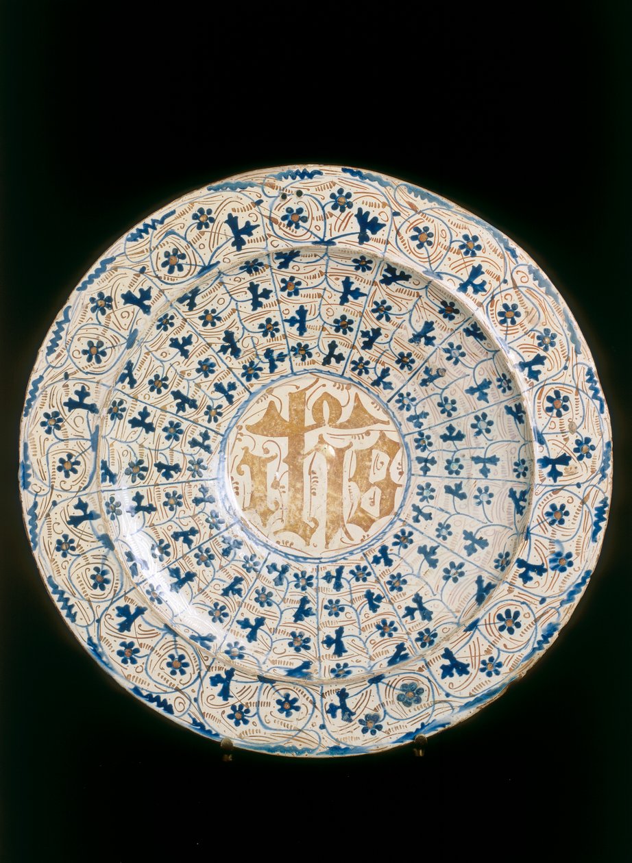 Talerz z skrystalizowanym monogramem, manufaktura Valencia autorstwa Unknown artist