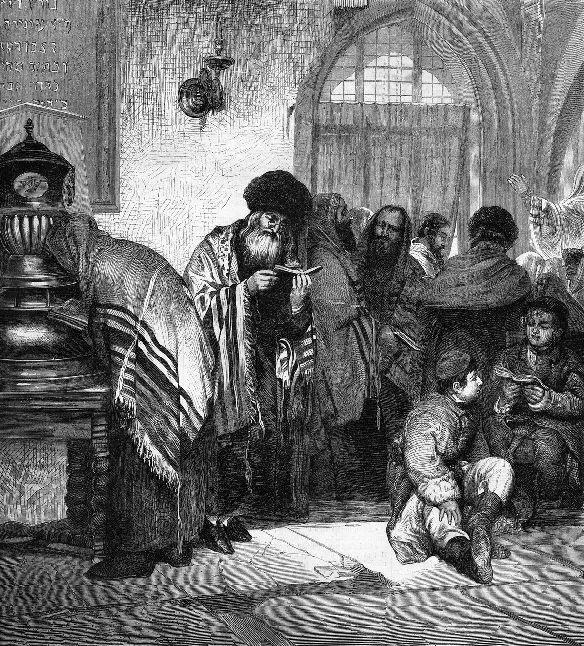 Polscy Żydzi świętujący wielkie przebaczenie (Jom Kippur). autorstwa Unknown artist