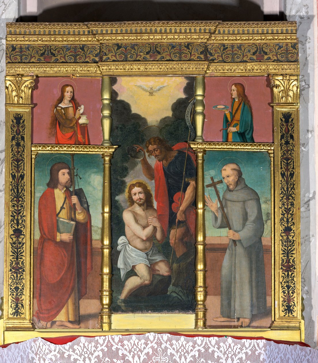 Poliptyk przedstawiający Chrzest Chrystusa autorstwa Unknown artist