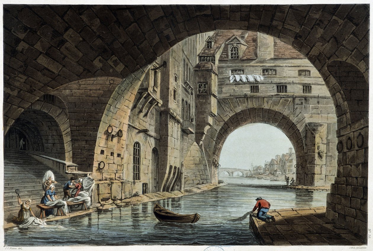 Pont de la Tournelle w Paryżu widziany przez J.C.Nattesa, Wyd. W.Miller w Londynie-1806 autorstwa Unknown artist