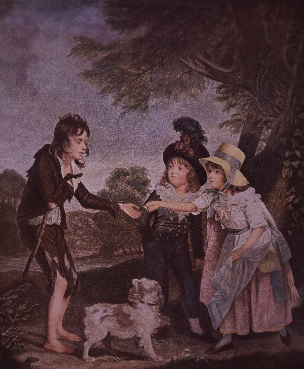 Biedny chłopiec żebrzący od bogatych dzieci (kolor lito) autorstwa Unknown artist