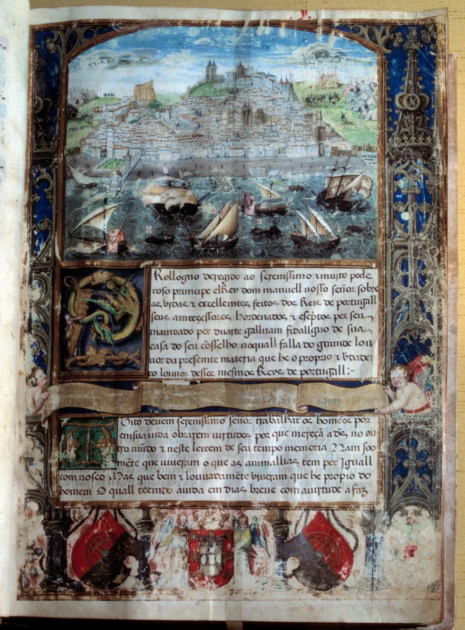 Port w Lizbonie w XVI wieku Miniatura w „Kroniki króla Alfonsa Henryka”” autorstwa Unknown artist