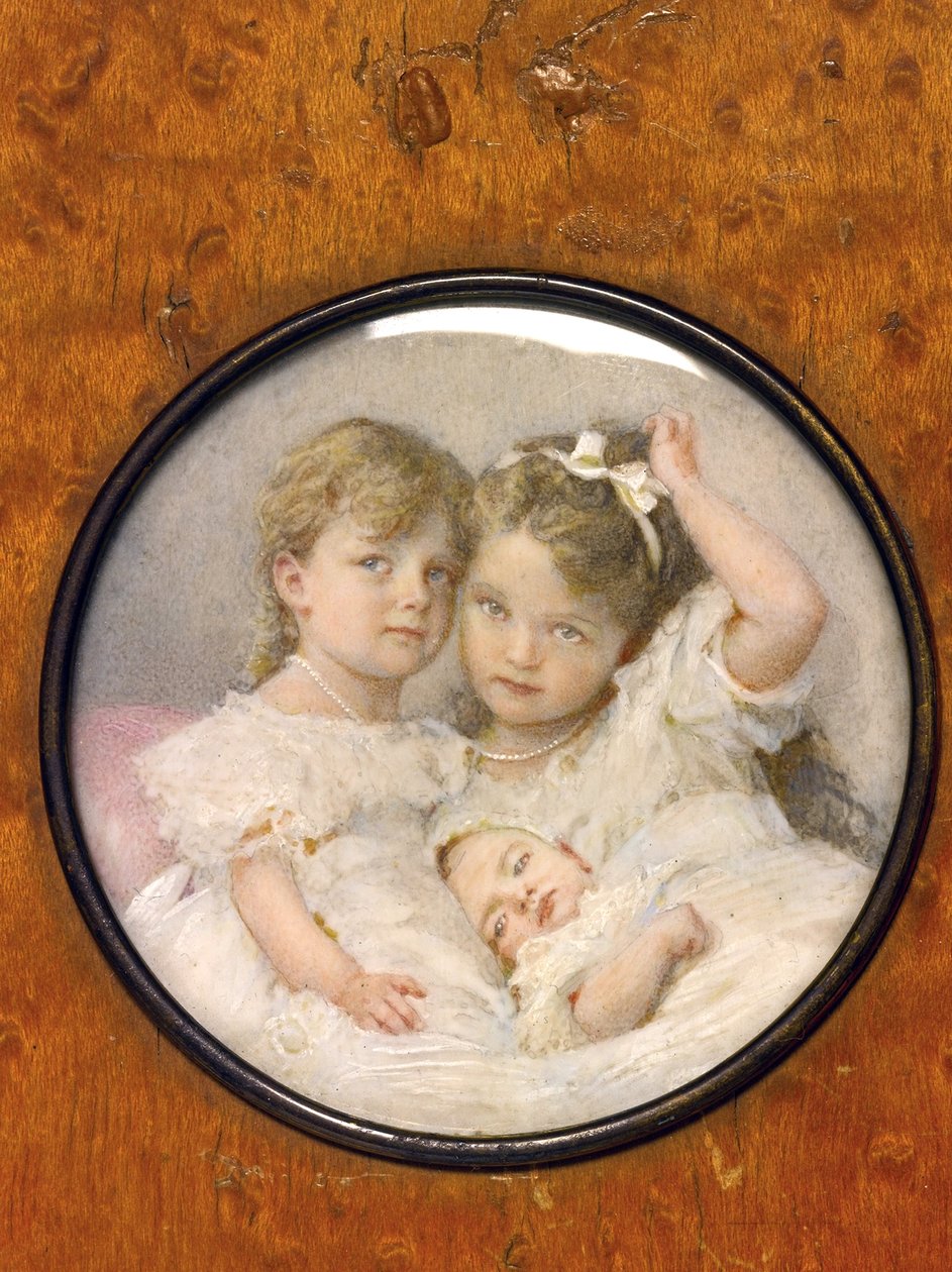 Miniatura portretowa wielkich księżnych Olgi (1895-1918), Tatiany (1897-1918) i Marii (1899-1918) z Rosji, ok. 1900 r. (miniatura) autorstwa Unknown Artist