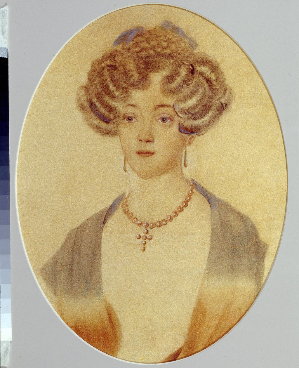 Portret Ekateriny Nikołajewnej Gonczarowej (1809-1843). Szwagierka Aleksandra Puszkina (1799-1837). Praca anonimowa, akwarela na papierze autorstwa Unknown artist