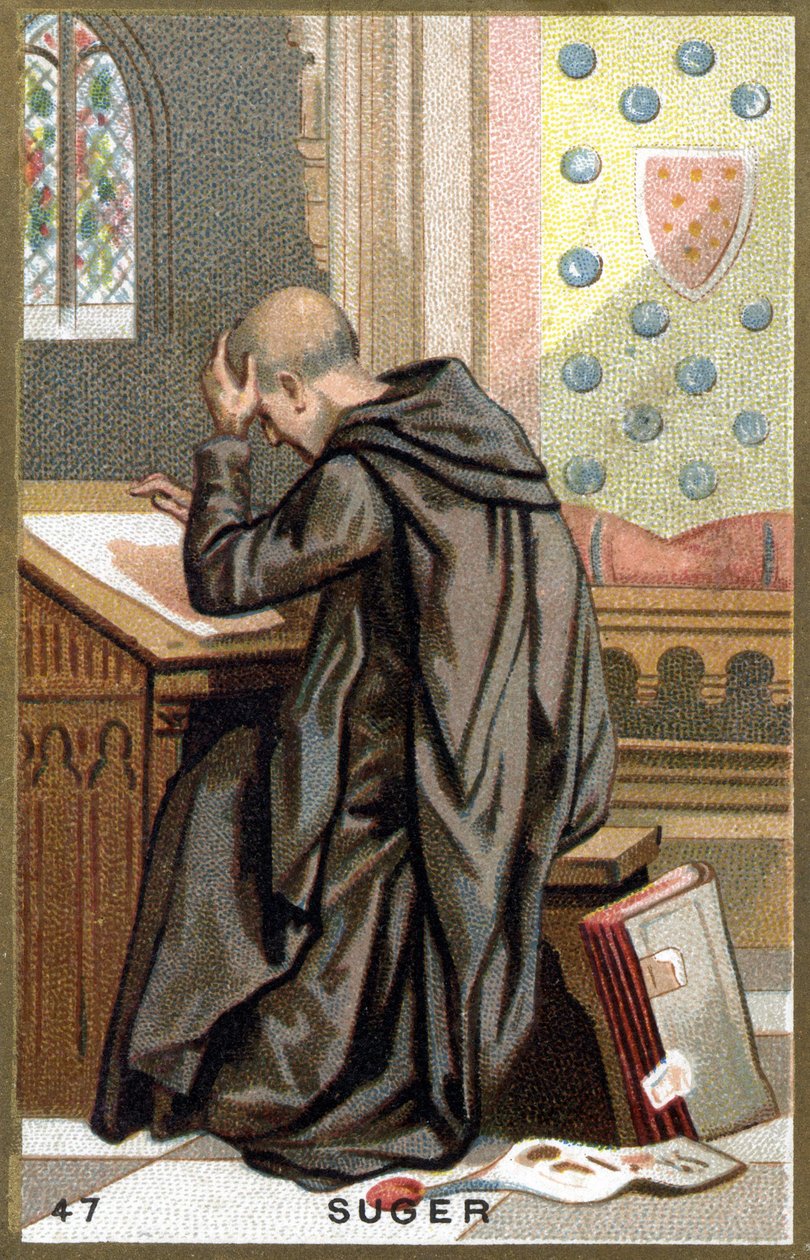 Portret Abbego Sugera (1081 - 1151). Chromolitografia z końca XIX wieku. autorstwa Unknown artist