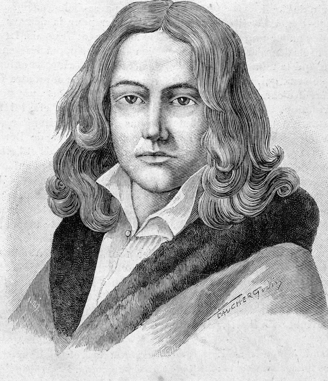 Portret Adelberta von Chamisso jest niemieckim poetą i botanikiem narodowości francuskiej (1781 - 1838) - w „” Les Contemporains””, b.d. koniec XIX wieku. autorstwa Unknown artist