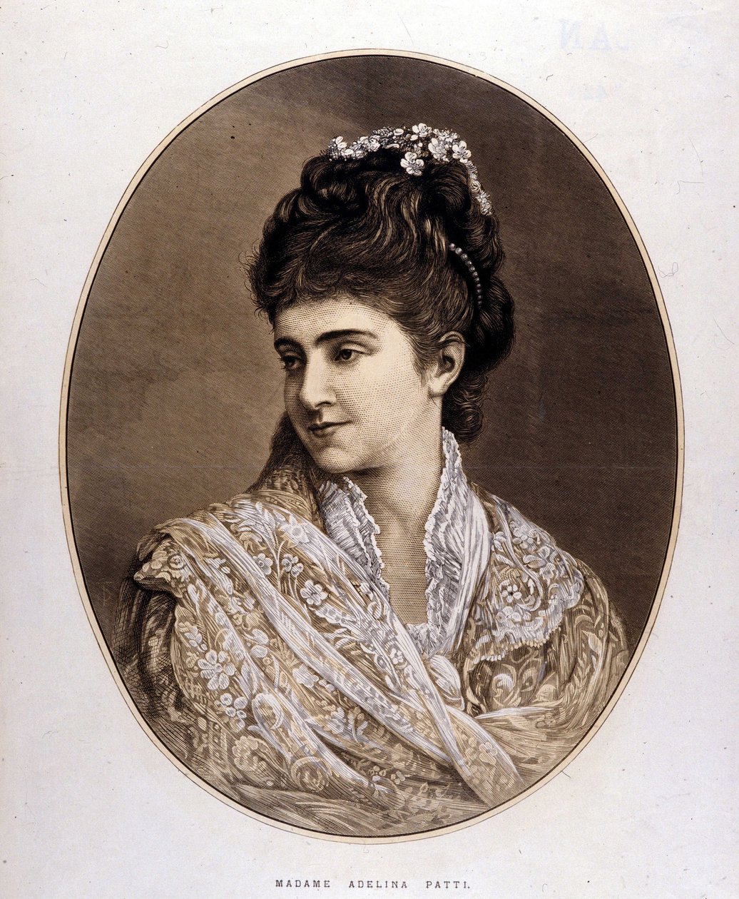 Portret Adeliny Patti, włoskiej piosenkarki (1843-1919) autorstwa Unknown artist