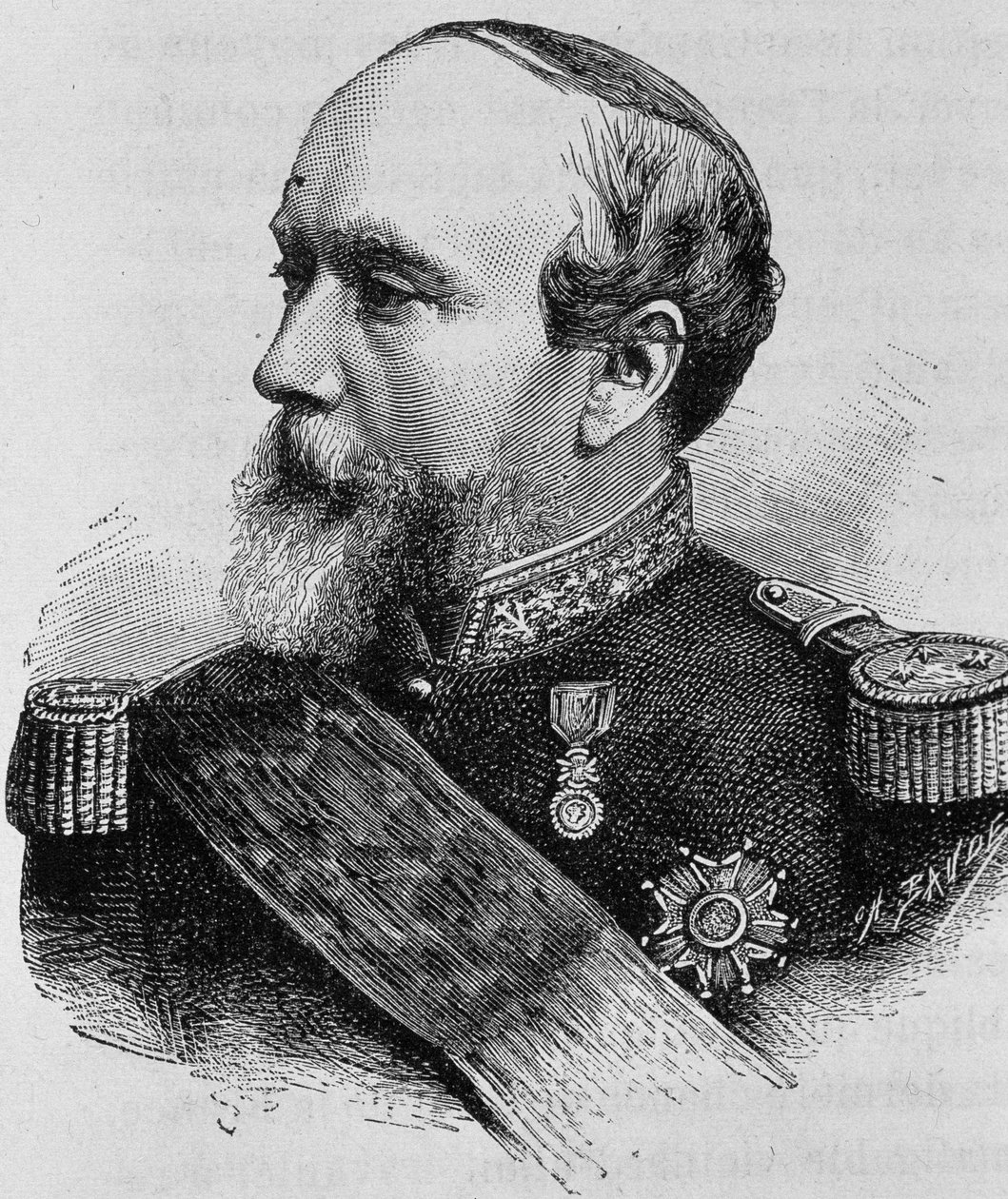 Portret admirała Pothuau (1815-1882). Rycina z końca XIX wieku w „Histoire de France” H. Martina. autorstwa Unknown artist