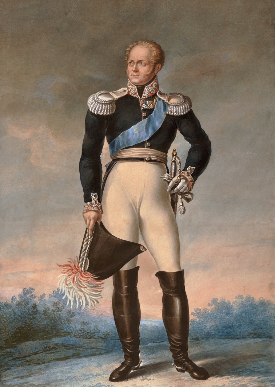 Portret Aleksandra I Ruskiego, ok. 1930 r. 1819 - Akwarela - Portret stopy Aleksandra I, cara Rosji (1777-1825)”” Anonimowa akwarela autorstwa Unknown artist
