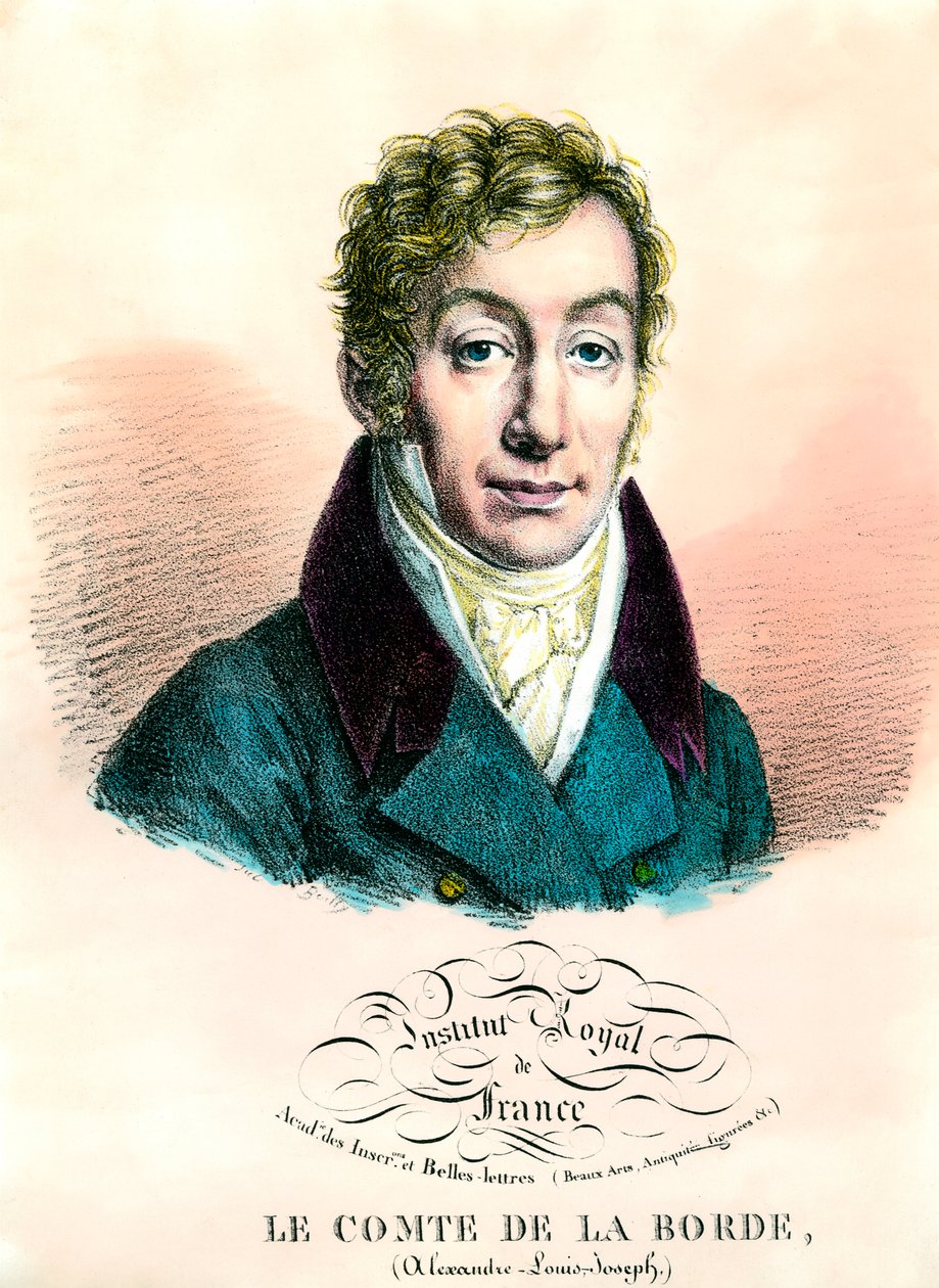 Portret Aleksandra Ludwika Józefa, hrabiego Laborde (1774-1842) Francuski archeolog i polityk. Rycina XIX-wiecznej kolekcji prywatnej autorstwa Unknown artist