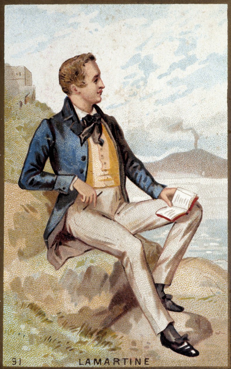 Portret Alfonsa de Lamartine (1790 - 1869) francuskiego poety. XIX-wieczna chromolitografia. autorstwa Unknown artist