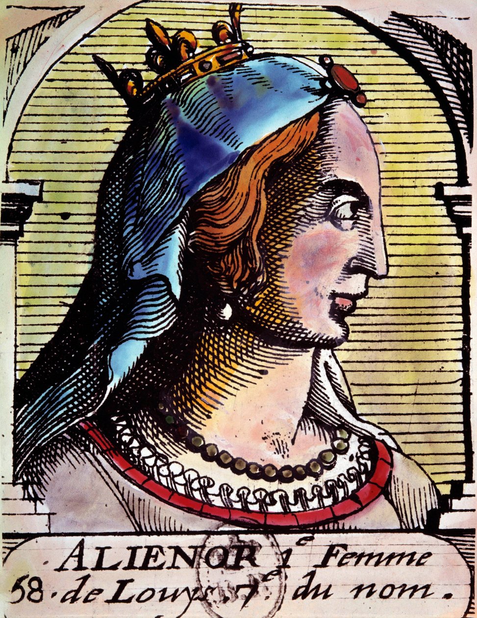 Portret Alienora Akwitanii (1122-1204) (zwanej również Eleonore de Guyenne), królowej Francji. Rytownictwo. BN Paryż autorstwa Unknown artist