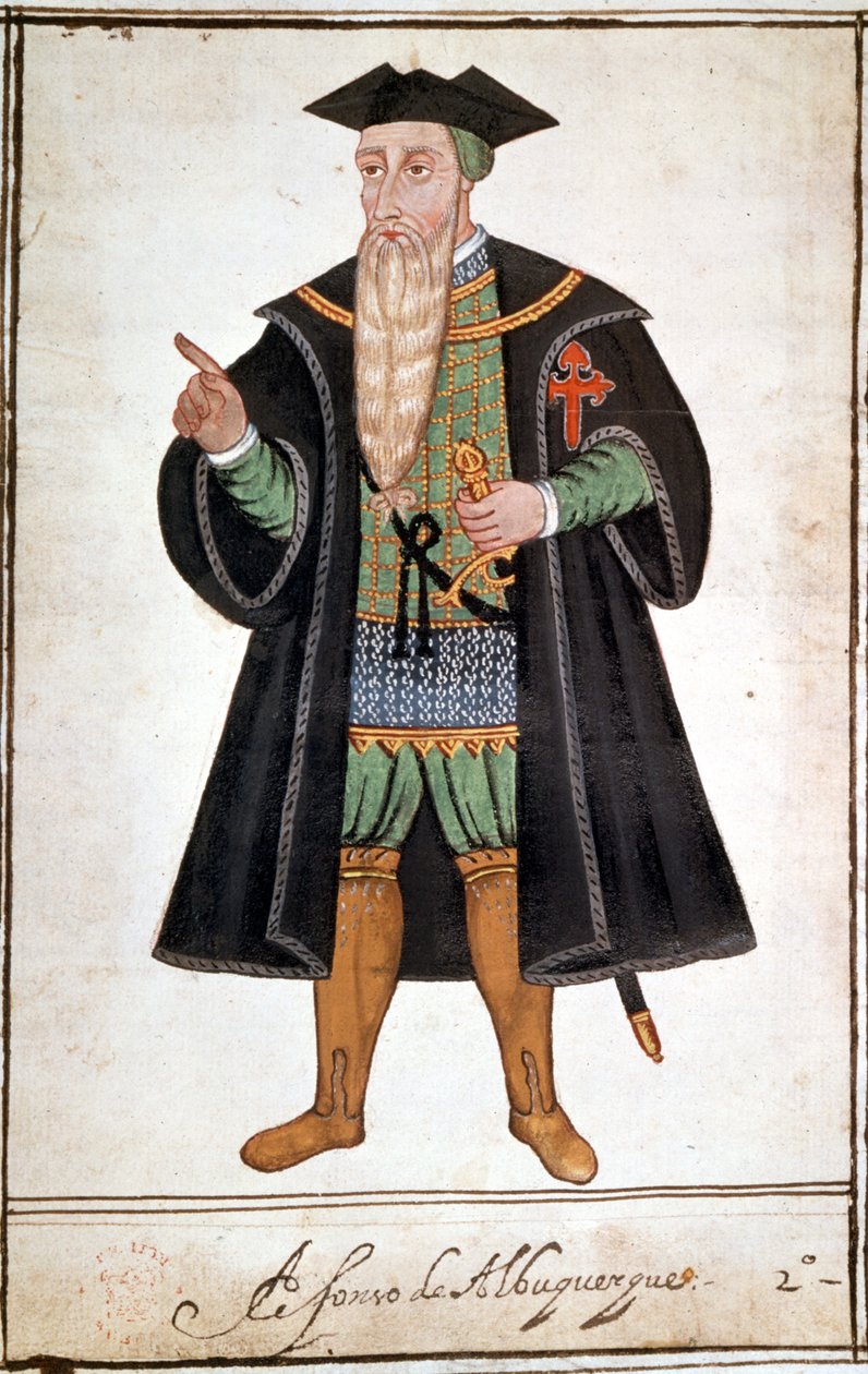 Portret Alfonsa (Alfonso lub Afonso) autorstwa Albuquerque (1453-1515). Rękopis Pedro Varretto de Resenda. 16 wiek. autorstwa Unknown artist