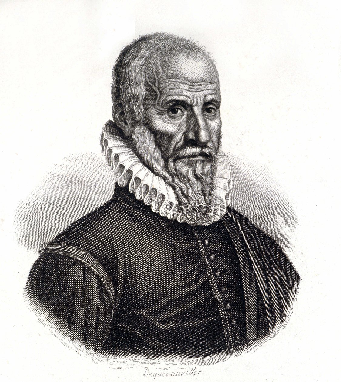 Portret Ambroise Pare (1509-1590), francuskiego chirurga - rycina z XIX wieku autorstwa Unknown artist