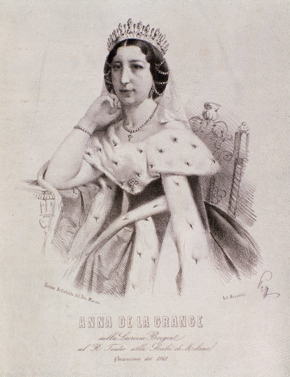Portret Anny de la Grange w Lukrecji Borgii (rycina autorstwa Unknown artist
