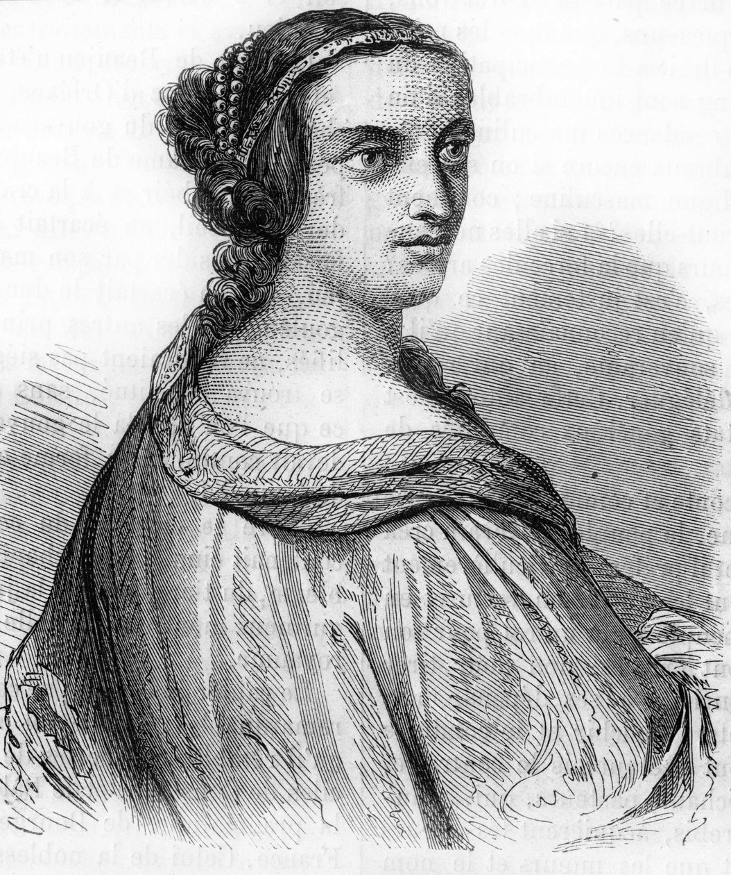 Portret Anny de Beaujeu, Anny Francuskiej (1462-1522), księżnej Burbon, córki Ludwika XI. Grawerowanie XIX w.). Rycina XIX wieku. autorstwa Unknown artist