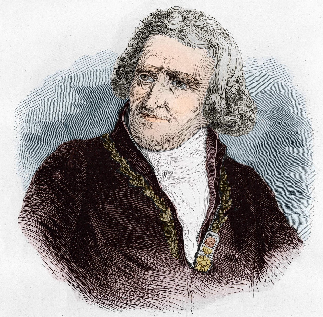 Portret Antoine Augustina Parmentiera (1737 - 1813), francuskiego aptekarza wojskowego i agronoma. Grawerowanie z 1866 roku. autorstwa Unknown artist