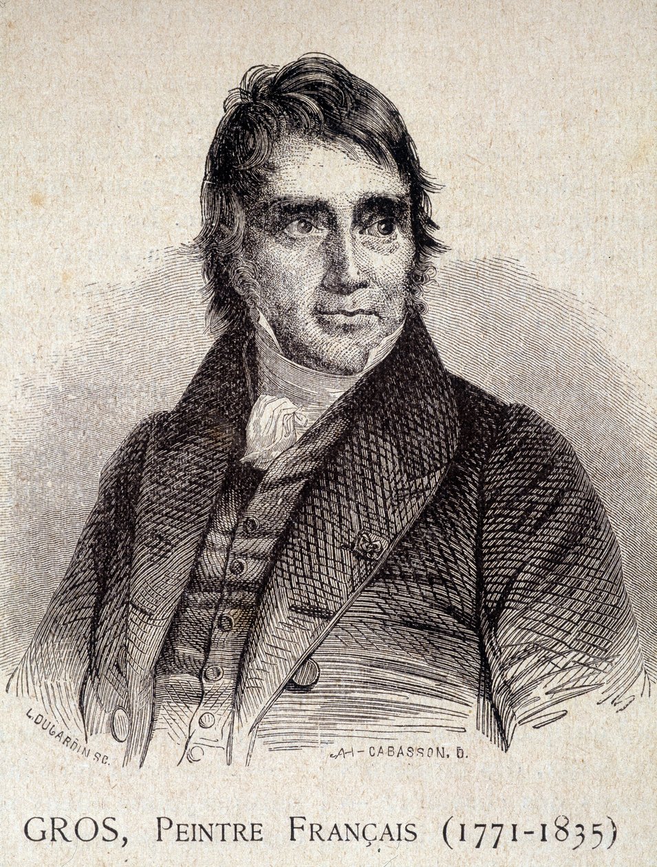 Portret Antoine Jean Gros, francuskiego malarza (1771-1835) - w „Les Contemporains”, b.d. koniec XIX wieku (rycina) autorstwa Unknown artist