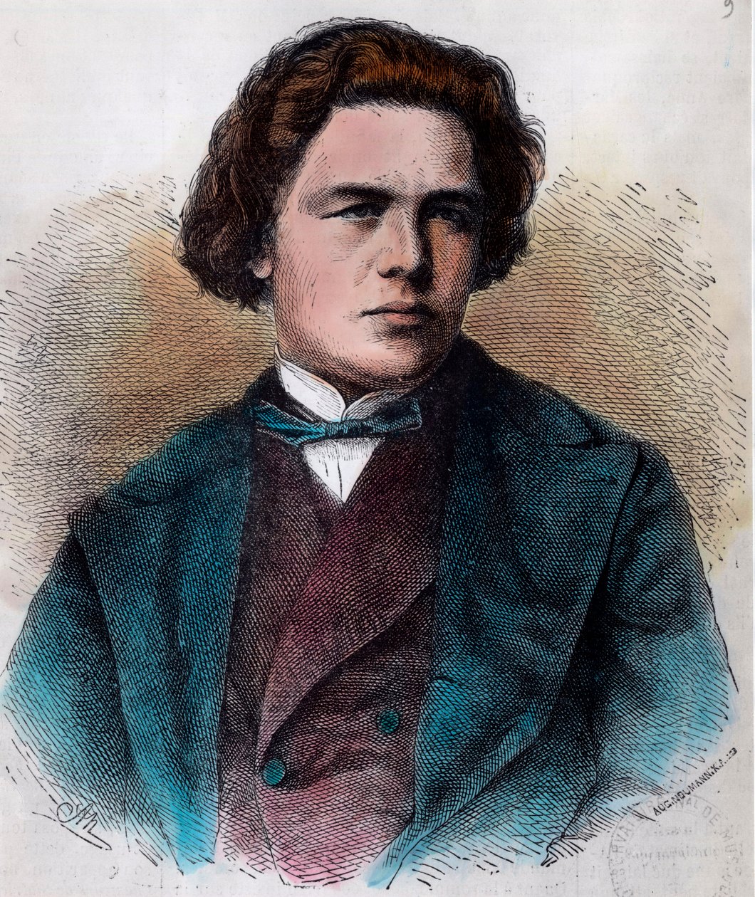 Portret Antona Rubinsteina (1829 - 1894), rosyjskiego pianisty i kompozytora. Rycina XIX wieku. Prywatna kolekcja. autorstwa Unknown artist