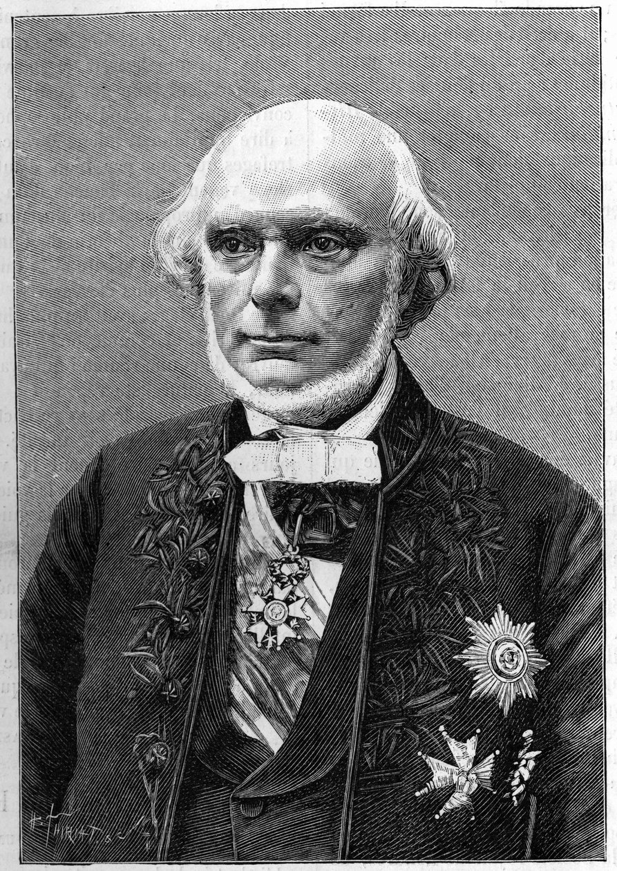Portret Armanda de Quatrefages de Breau (1810-1892), francuskiego przyrodnika i antropologa. (Z fotografii Charlesa Gallota). Grawerowanie w „”Nature: przegląd nauk i ich zastosowań w sztuce i przemyśle”” z 23 stycznia 1892 r. autorstwa Unknown artist