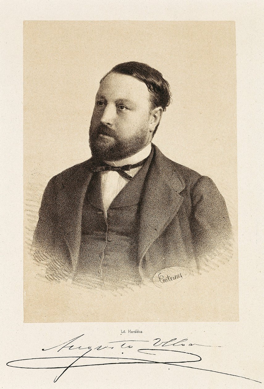 Portret Augusto ULLOA (1823-1879), hiszpańskiego polityka. Grawerowanie Madryt, Biblioteka Narodowa. autorstwa Unknown artist